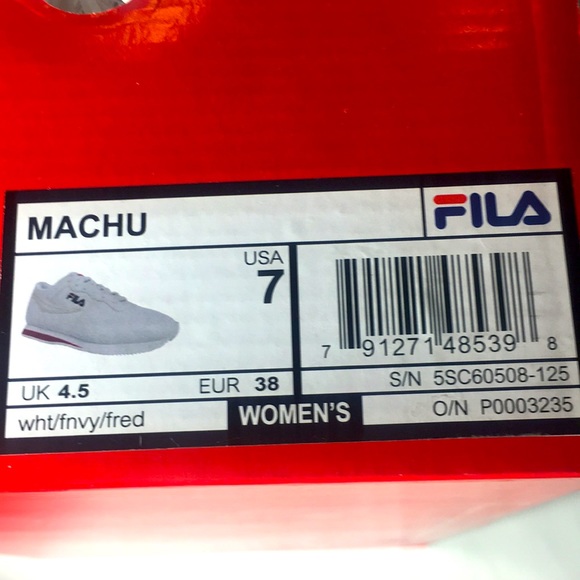 NWT—FILA Women's Machu Low Top Sneaker - White Red Navy  Size 7 - Picture 6 of 7